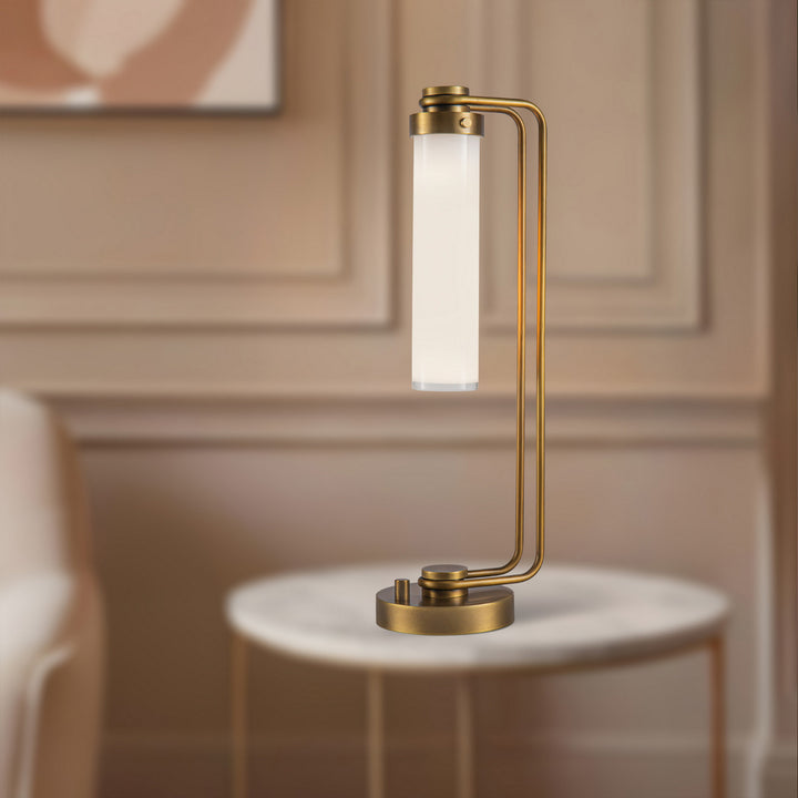 Alora Canada - TL355022VBGO - One Light Table Lamp - Wynwood - Vintage Brass/Glossy Opal