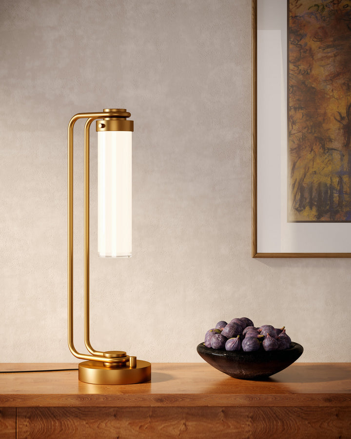 Alora Canada - TL355022VBGO - One Light Table Lamp - Wynwood - Vintage Brass/Glossy Opal