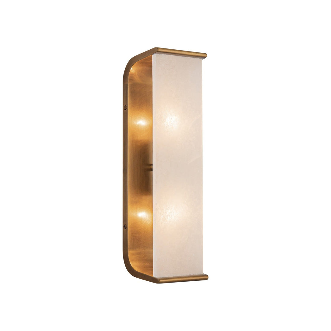 Abbott Two Light Vanity in Vintage Brass/Alabaster Alora Canada
