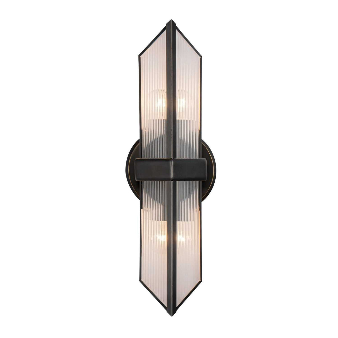 Cairo Two Light Vanity in Ribbed Glass/Urban Bronze Alora Canada