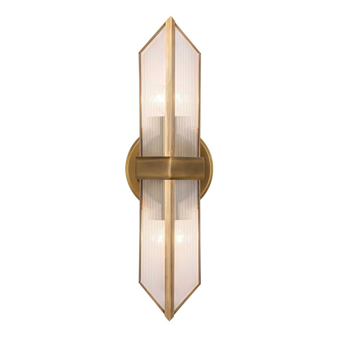 Cairo Two Light Vanity in Ribbed Glass/Vintage Brass Alora Canada