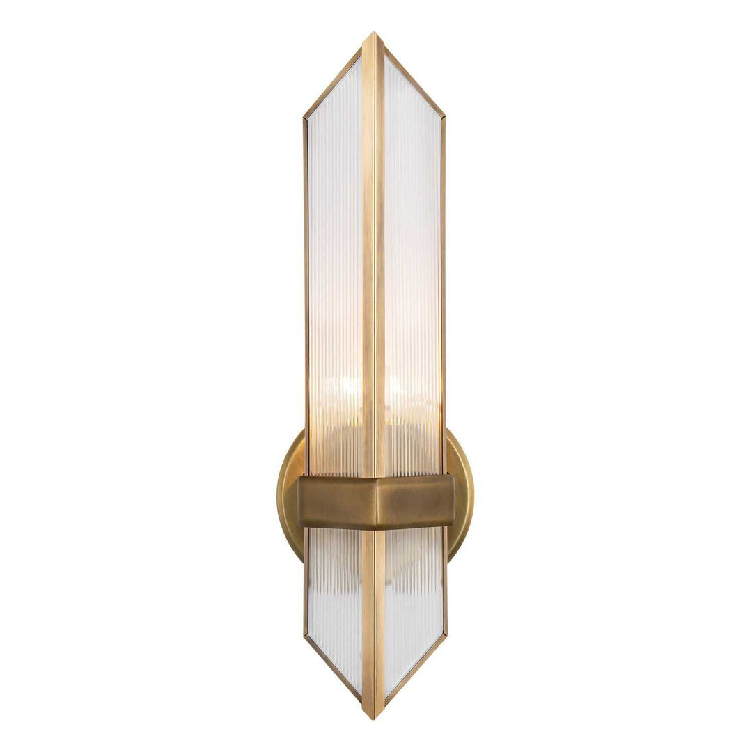 Cairo One Light Wall Sconce in Ribbed Glass/Vintage Brass Alora Canada