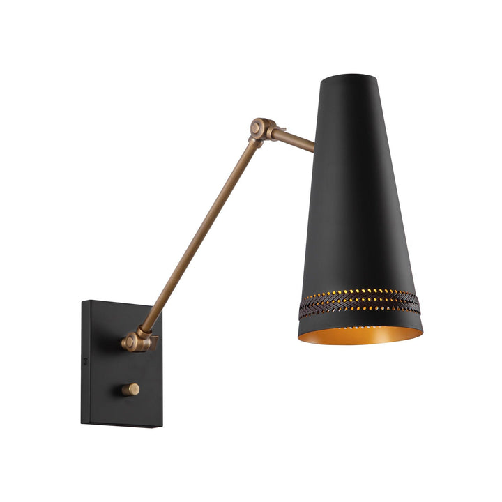 Alora Canada - WV342105MBHL - One Light Wall Sconce - Brickell - Matte Black/Hazelnut Leather