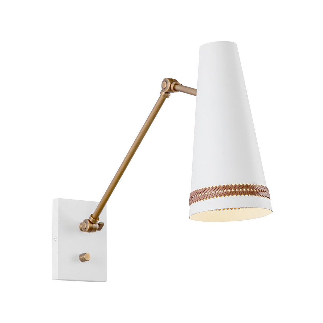 Alora Canada - WV342105MWHL - One Light Wall Sconce - Brickell - Matte White/Hazelnut Leather