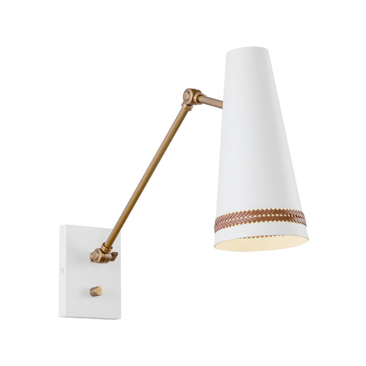 Alora Canada - WV342105MWHL - One Light Wall Sconce - Brickell - Matte White/Hazelnut Leather