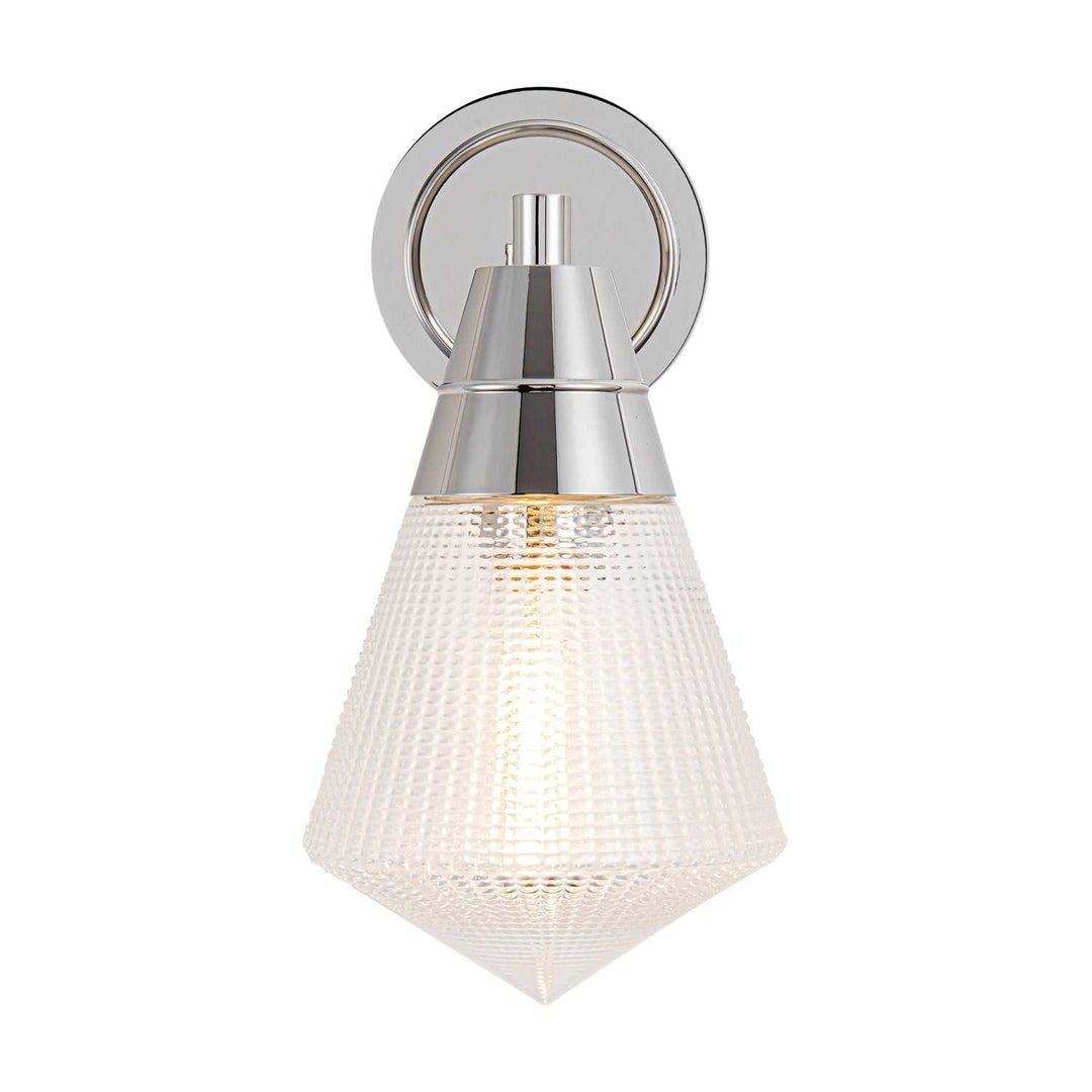 Willard One Light Wall Sconce in Polished Nickel/Prismatic Glass Alora Canada