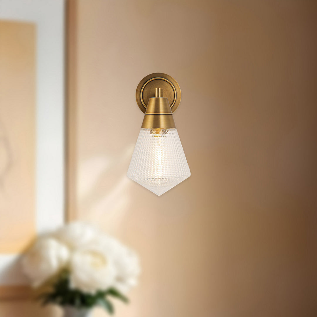 Alora Canada - WV348106VBPG - One Light Wall Sconce - Willard - Vintage Brass/Prismatic Glass