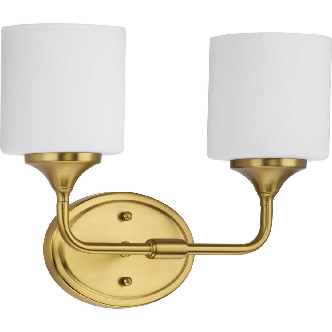 Lynzie Two Light Bath in Brushed Gold - available from The Lighting Shoppe, trusted by Canadian homeowners