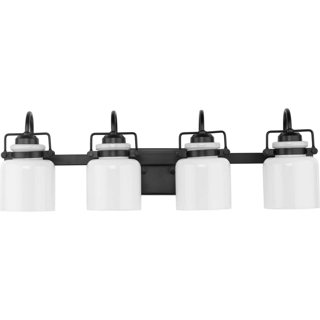 Fessler Four Light Bath in Matte Black - available from The Lighting Shoppe, trusted by Canadian homeowners
