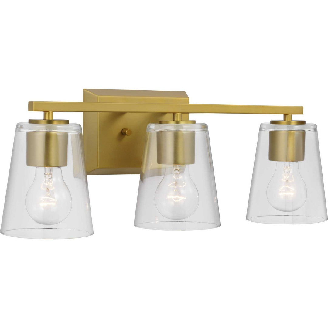 Vertex Three Light Bath in Brushed Gold - available from The Lighting Shoppe, trusted by Canadian homeowners