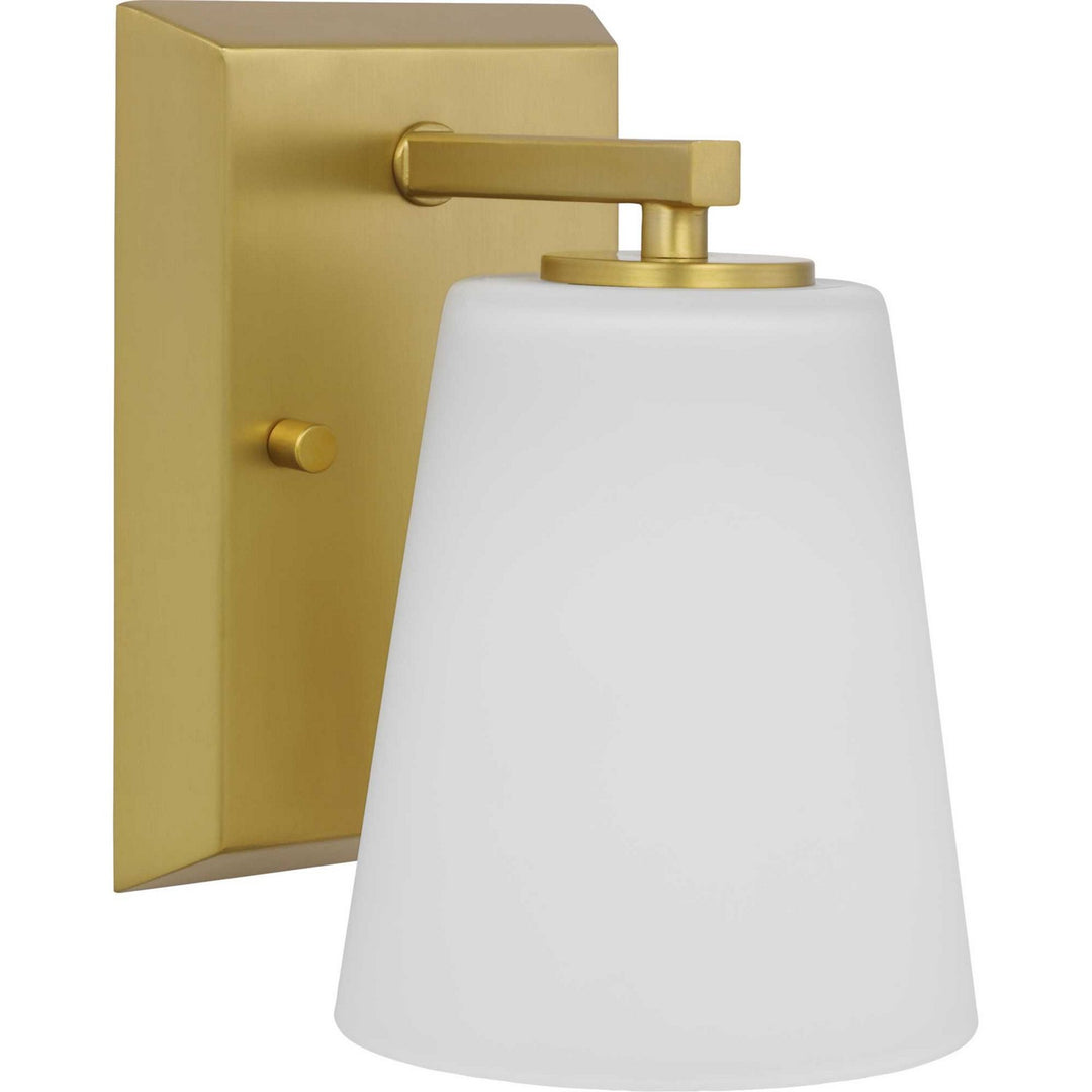 Vertex One Light Bath in Brushed Gold - available from The Lighting Shoppe, trusted by Canadian homeowners