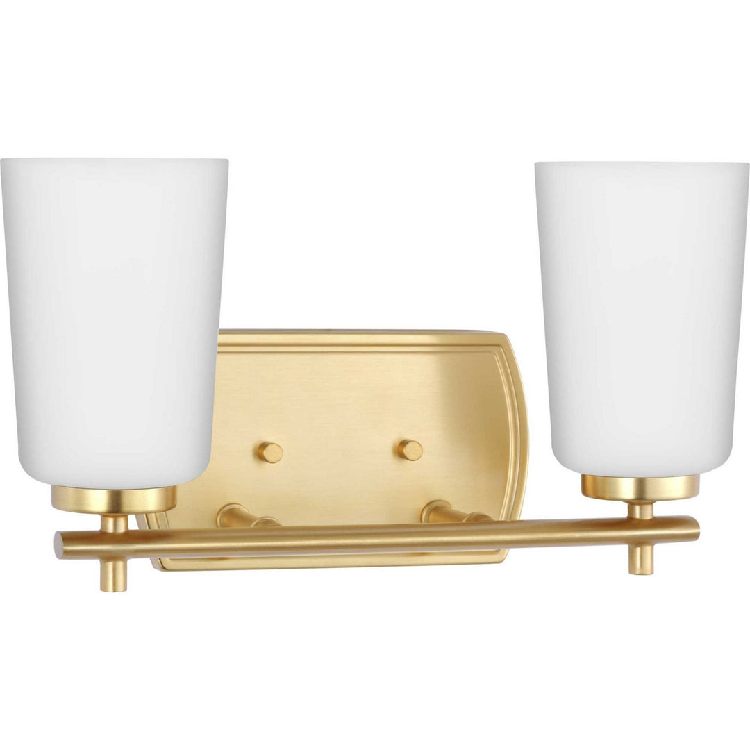 Adley Two Light Bath in Satin Brass - available from The Lighting Shoppe, trusted by Canadian homeowners