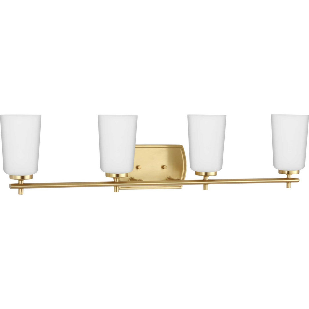 Adley Four Light Bath in Satin Brass - available from The Lighting Shoppe, trusted by Canadian homeowners