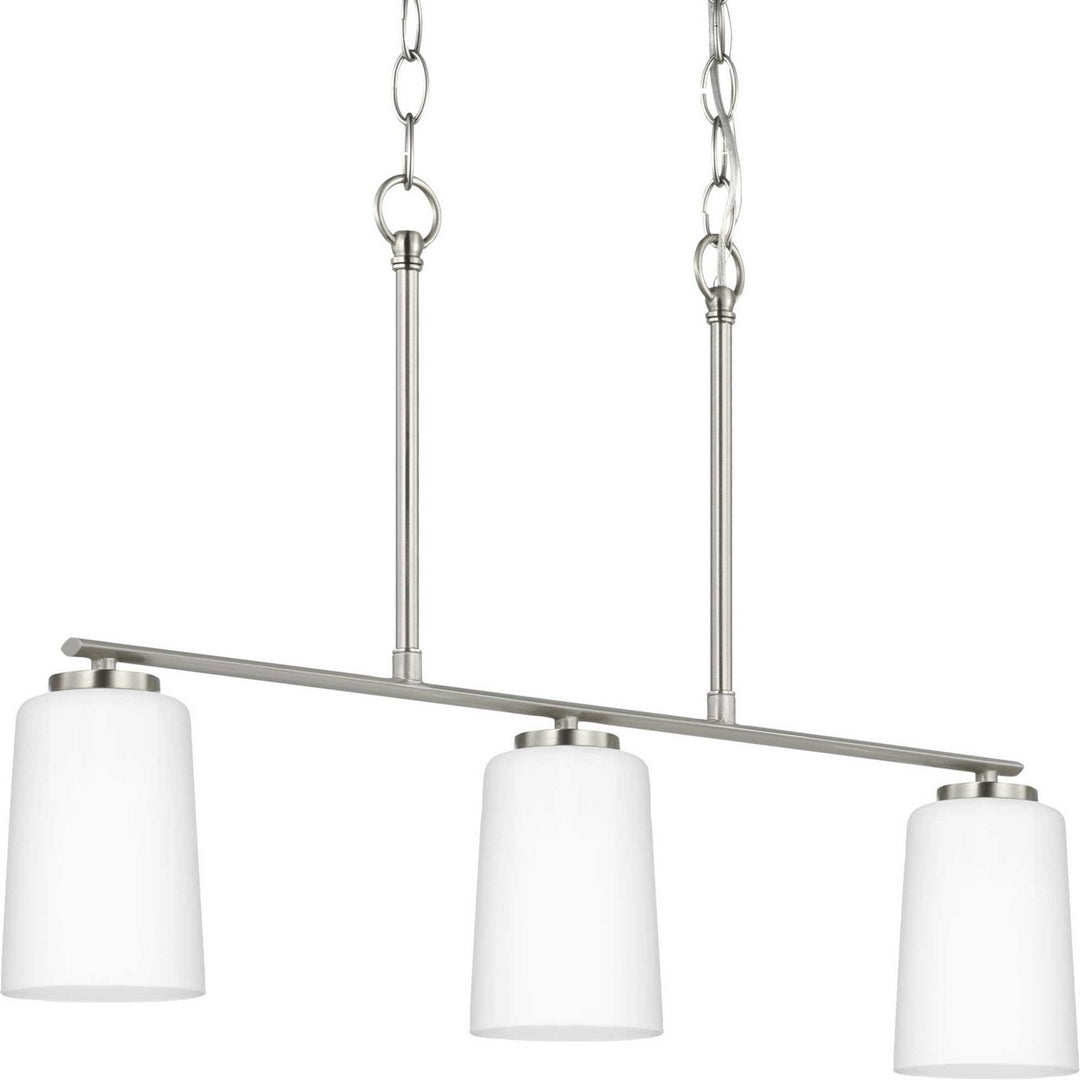 Adley Three Light Linear Chandelier in Brushed Nickel - available from The Lighting Shoppe, trusted by Canadian homeowners