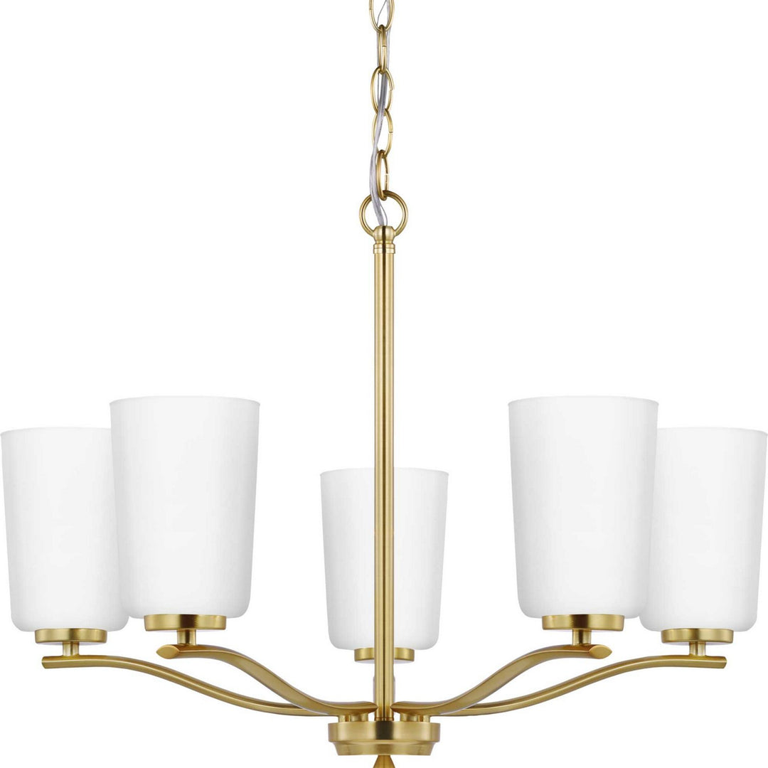 Adley Five Light Chandelier in Satin Brass - available from The Lighting Shoppe, trusted by Canadian homeowners