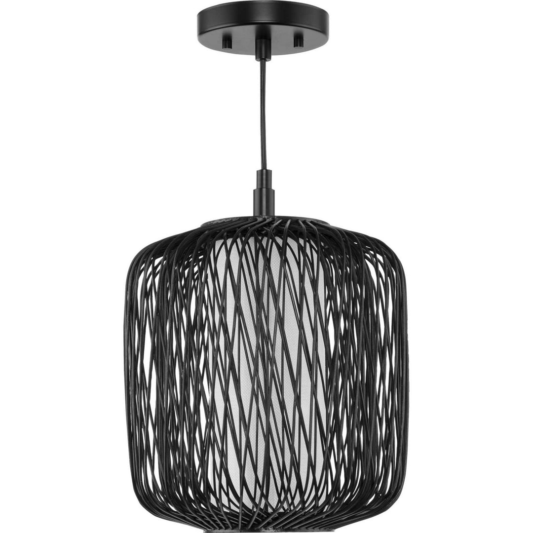 Cordova One Light Mini Pendant in Black Rattan - available from The Lighting Shoppe, trusted by Canadian homeowners