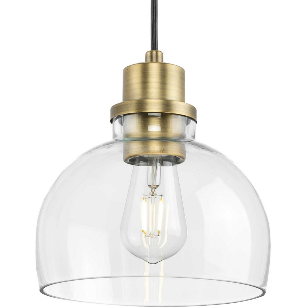 Garris One Light Mini Pendant in Vintage Brass - available from The Lighting Shoppe, trusted by Canadian homeowners