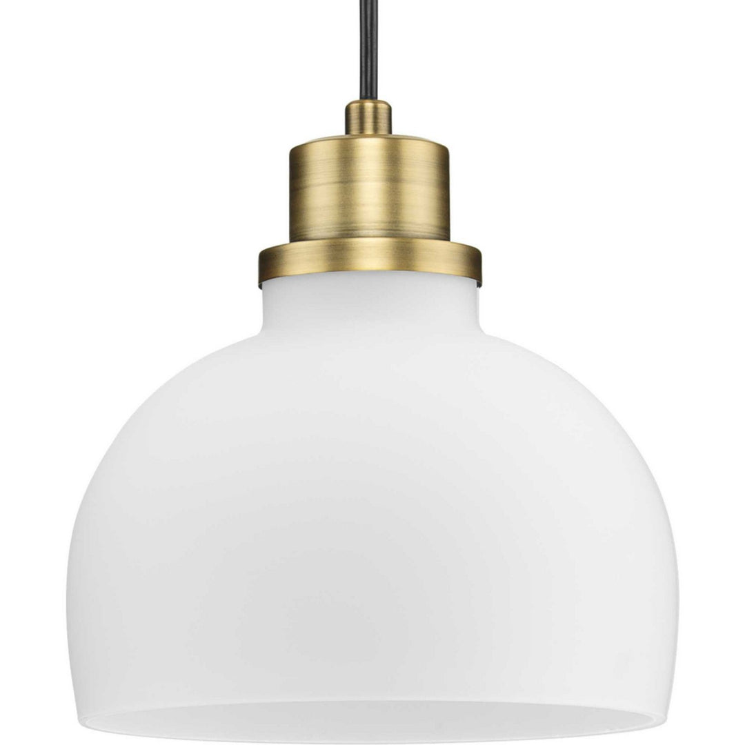 Garris One Light Mini Pendant in Vintage Brass - available from The Lighting Shoppe, trusted by Canadian homeowners