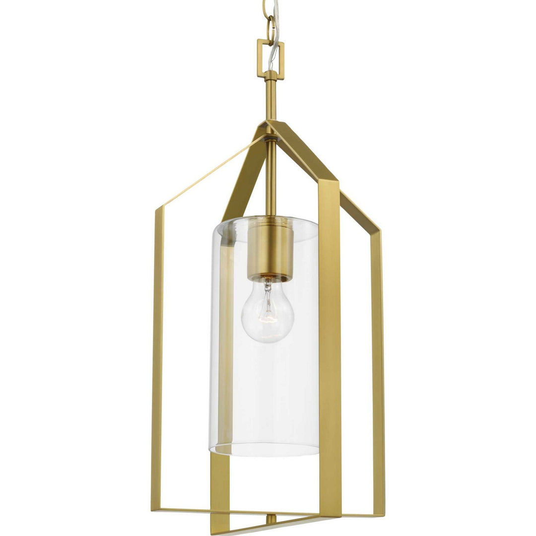 Vertex One Light Foyer Pendant in Brushed Gold - available from The Lighting Shoppe, trusted by Canadian homeowners