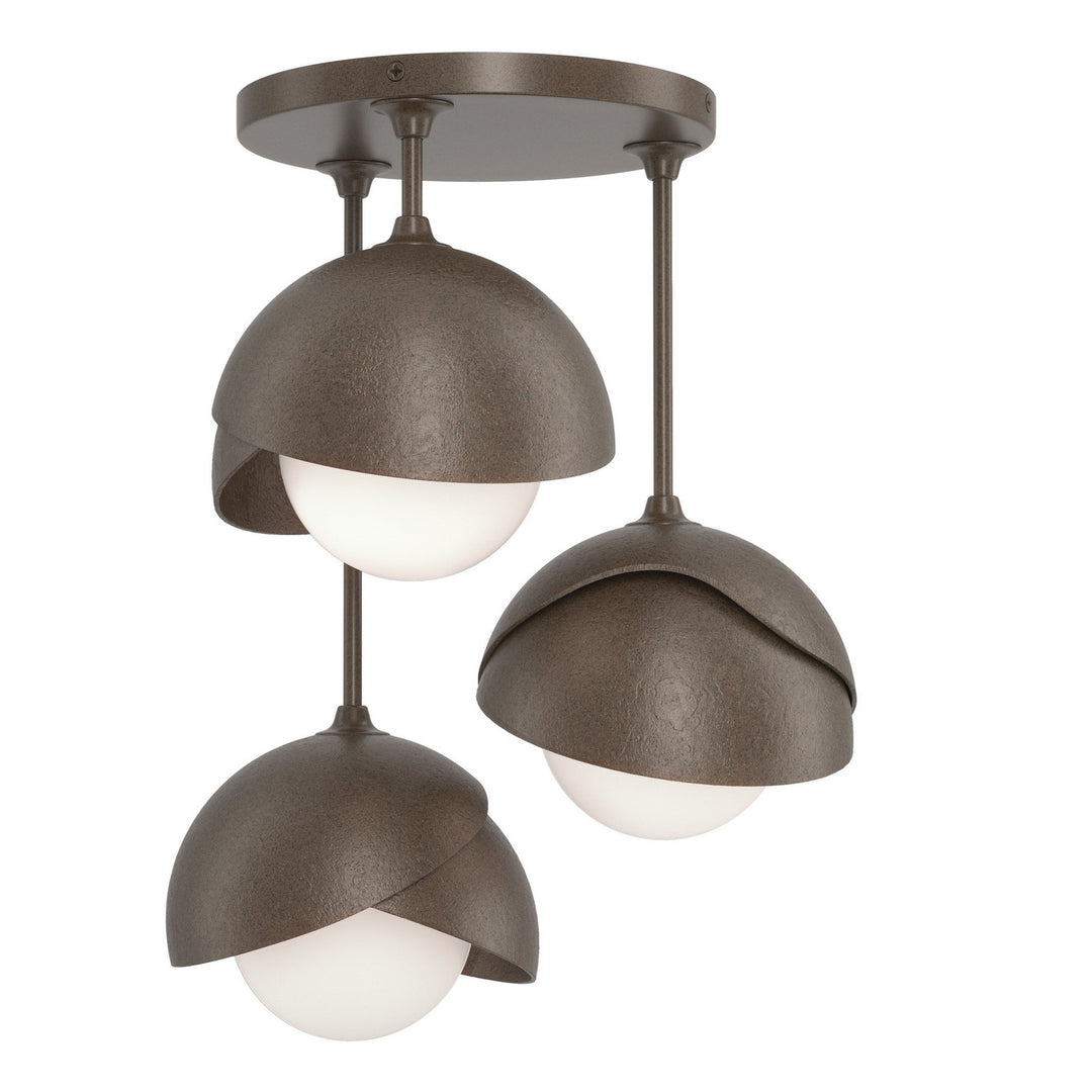 Hubbardton Forge Canada - 121374-SKT-05-05-GG0711 - Three Light Semi-Flush Mount - Brooklyn - Bronze