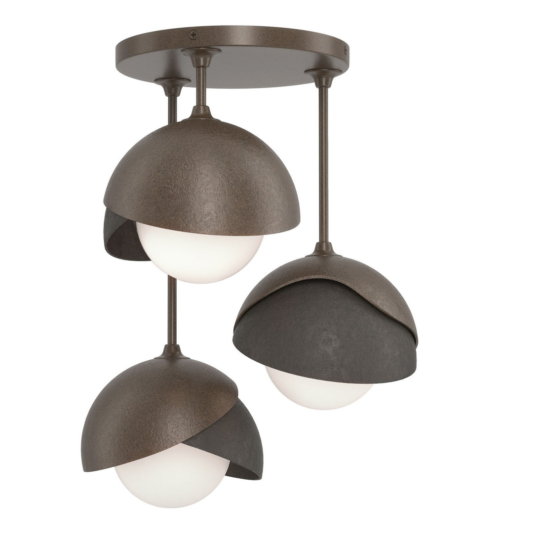 Hubbardton Forge Canada - 121374-SKT-05-07-GG0711 - Three Light Semi-Flush Mount - Brooklyn - Bronze
