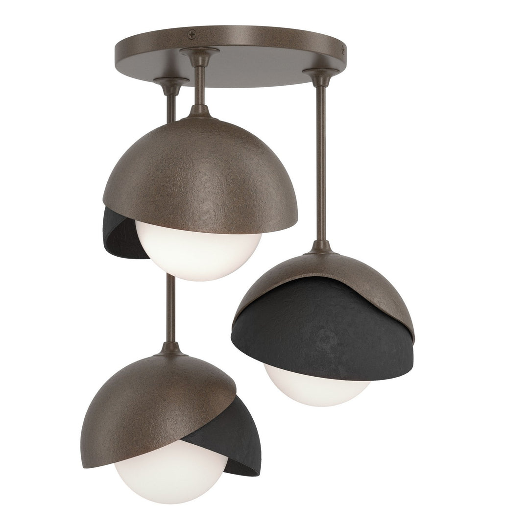 Hubbardton Forge Canada - 121374-SKT-05-10-GG0711 - Three Light Semi-Flush Mount - Brooklyn - Bronze