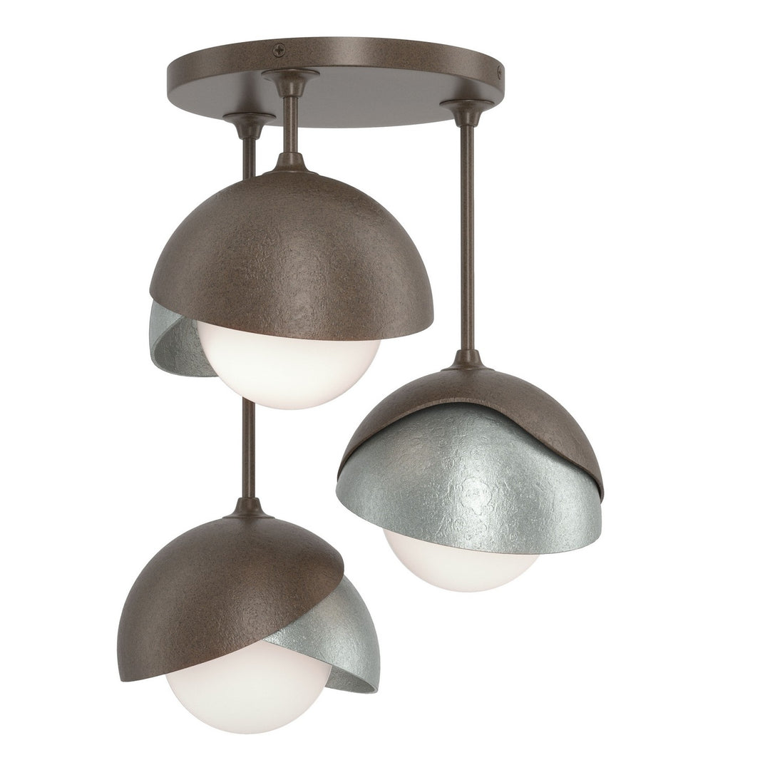 Hubbardton Forge Canada - 121374-SKT-05-82-GG0711 - Three Light Semi-Flush Mount - Brooklyn - Bronze