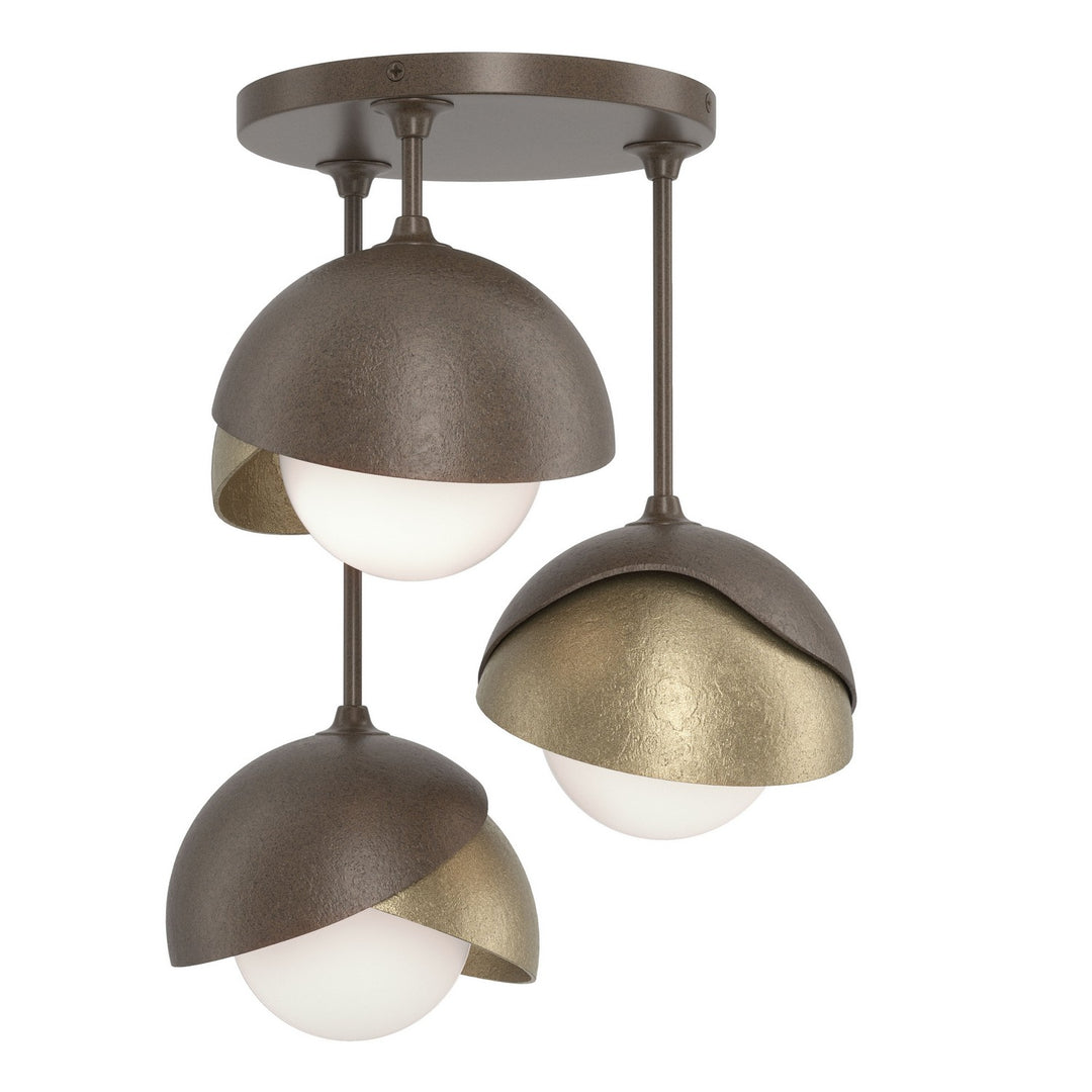 Hubbardton Forge Canada - 121374-SKT-05-84-GG0711 - Three Light Semi-Flush Mount - Brooklyn - Bronze