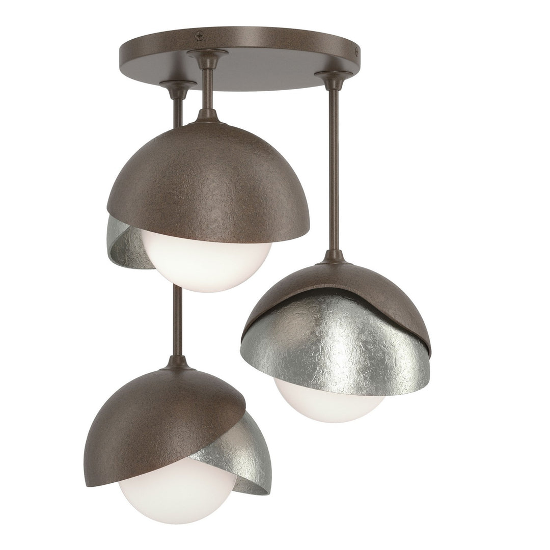 Hubbardton Forge Canada - 121374-SKT-05-85-GG0711 - Three Light Semi-Flush Mount - Brooklyn - Bronze