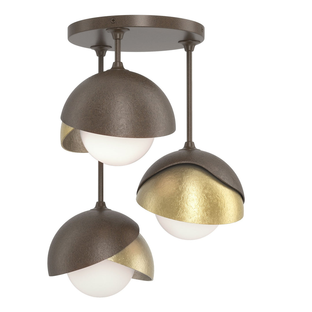 Hubbardton Forge Canada - 121374-SKT-05-86-GG0711 - Three Light Semi-Flush Mount - Brooklyn - Bronze