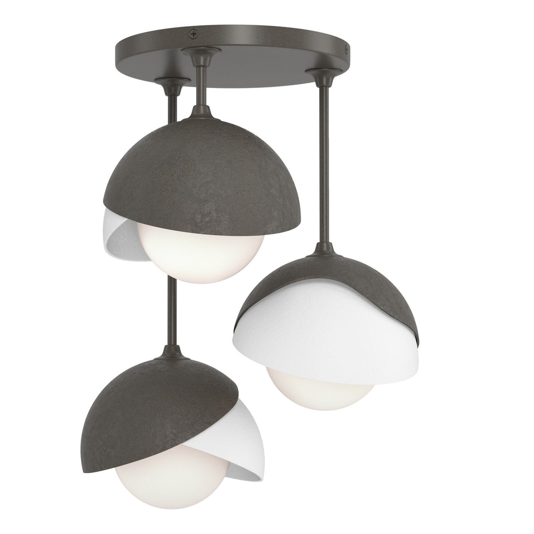 Hubbardton Forge Canada - 121374-SKT-07-02-GG0711 - Three Light Semi-Flush Mount - Brooklyn - Dark Smoke
