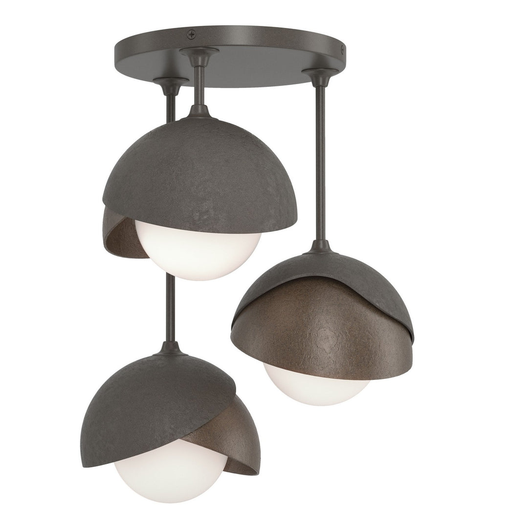 Hubbardton Forge Canada - 121374-SKT-07-05-GG0711 - Three Light Semi-Flush Mount - Brooklyn - Dark Smoke