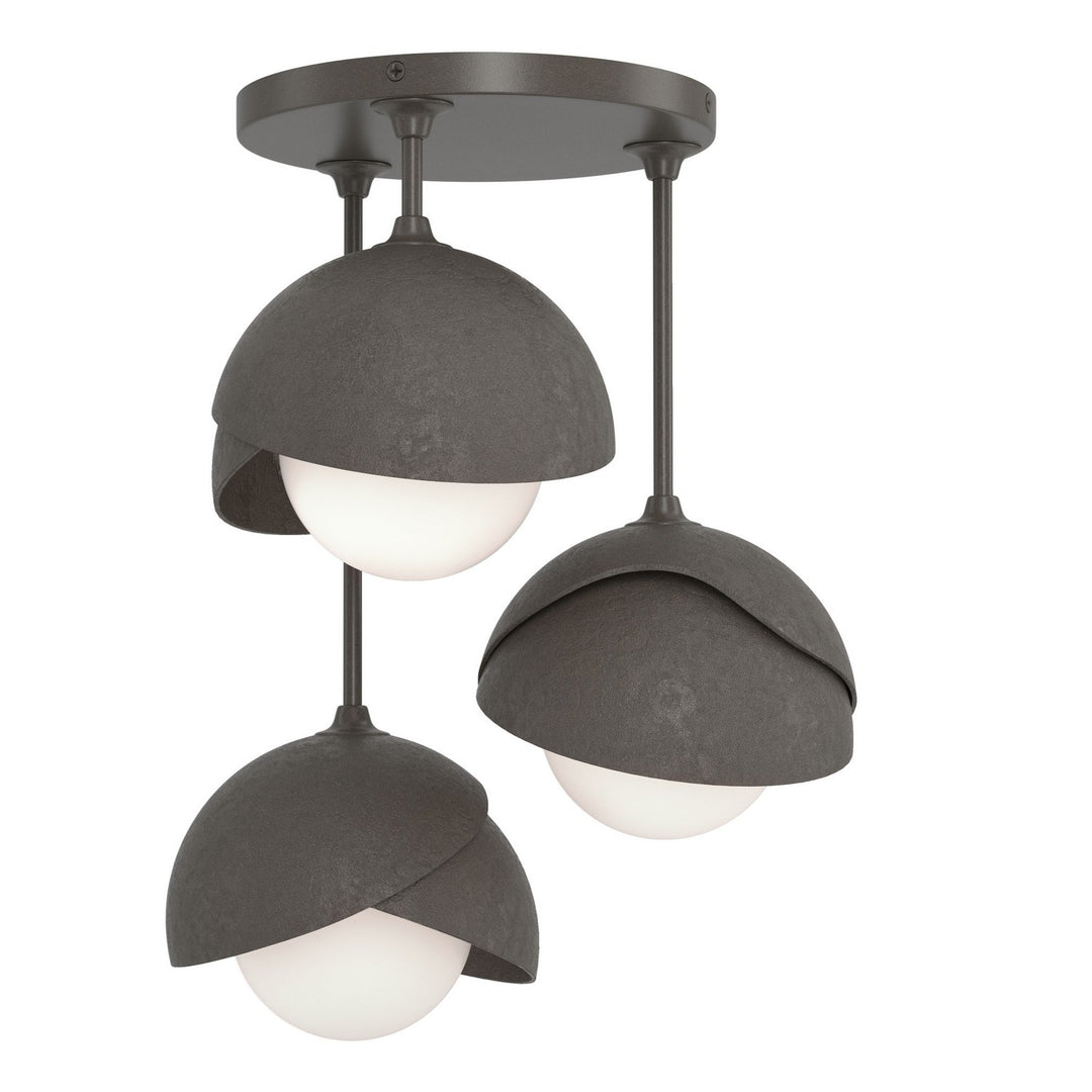 Hubbardton Forge Canada - 121374-SKT-07-07-GG0711 - Three Light Semi-Flush Mount - Brooklyn - Dark Smoke