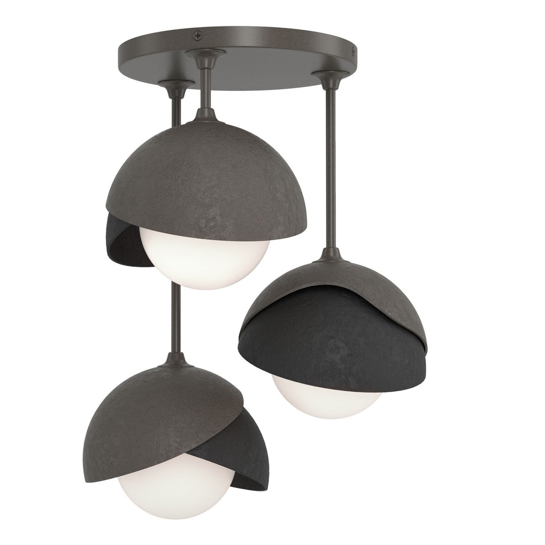 Hubbardton Forge Canada - 121374-SKT-07-10-GG0711 - Three Light Semi-Flush Mount - Brooklyn - Dark Smoke