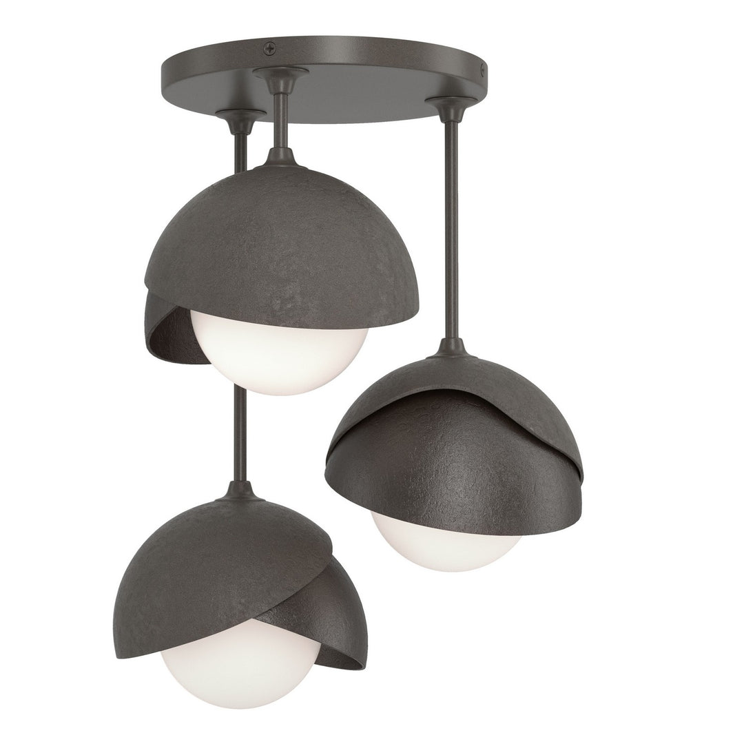 Hubbardton Forge Canada - 121374-SKT-07-14-GG0711 - Three Light Semi-Flush Mount - Brooklyn - Dark Smoke