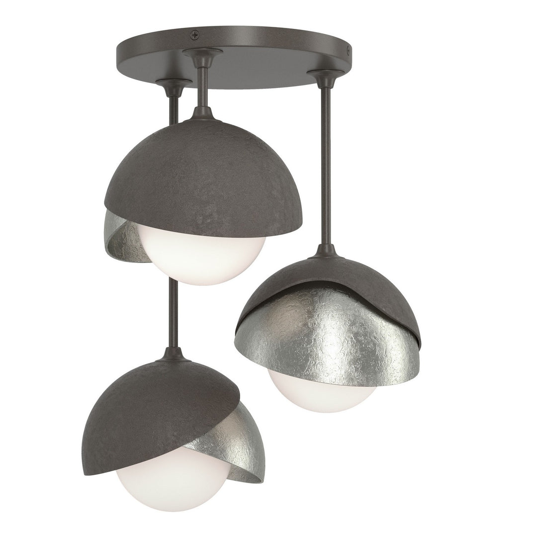 Hubbardton Forge Canada - 121374-SKT-07-85-GG0711 - Three Light Semi-Flush Mount - Brooklyn - Dark Smoke
