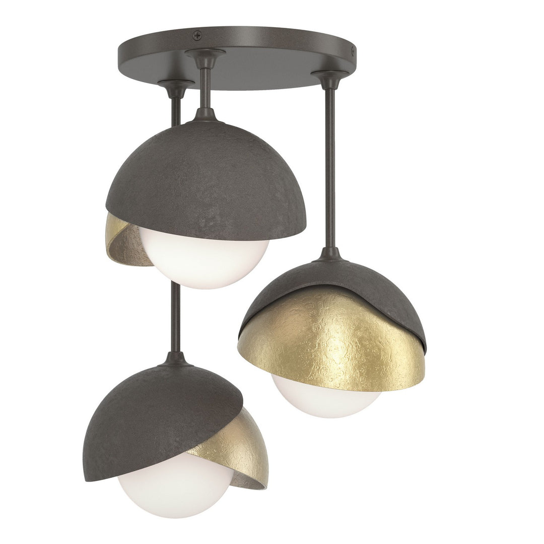 Hubbardton Forge Canada - 121374-SKT-07-86-GG0711 - Three Light Semi-Flush Mount - Brooklyn - Dark Smoke