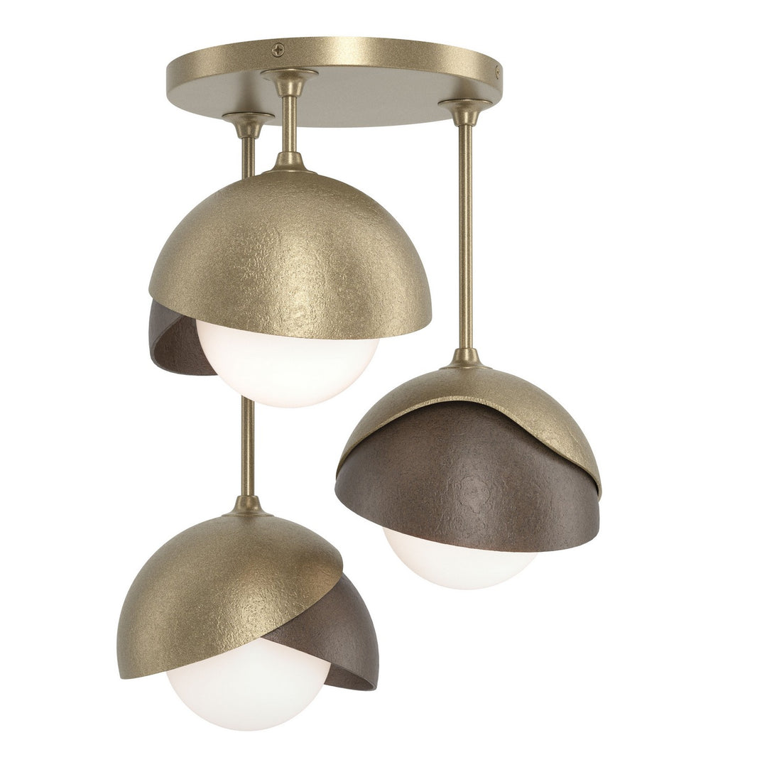 Brooklyn Three Light Semi-Flush Mount in Soft Gold - available from The Lighting Shoppe, trusted by Canadian homeowners