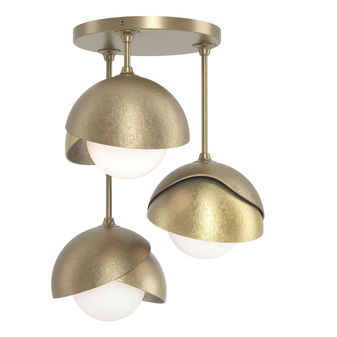 Brooklyn Three Light Semi-Flush Mount in Soft Gold - available from The Lighting Shoppe, trusted by Canadian homeowners