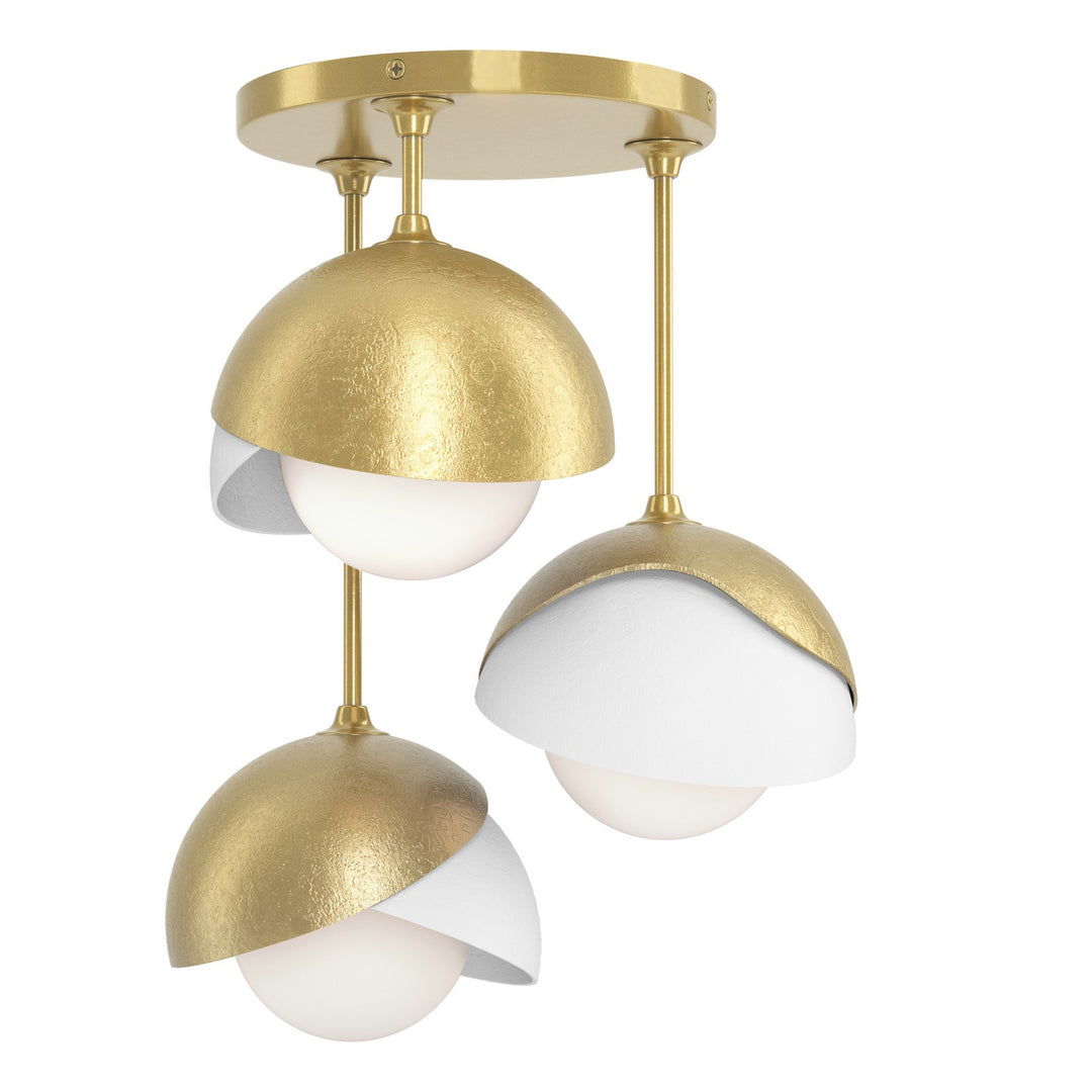 Brooklyn Three Light Semi-Flush Mount in Modern Brass - available from The Lighting Shoppe, trusted by Canadian homeowners