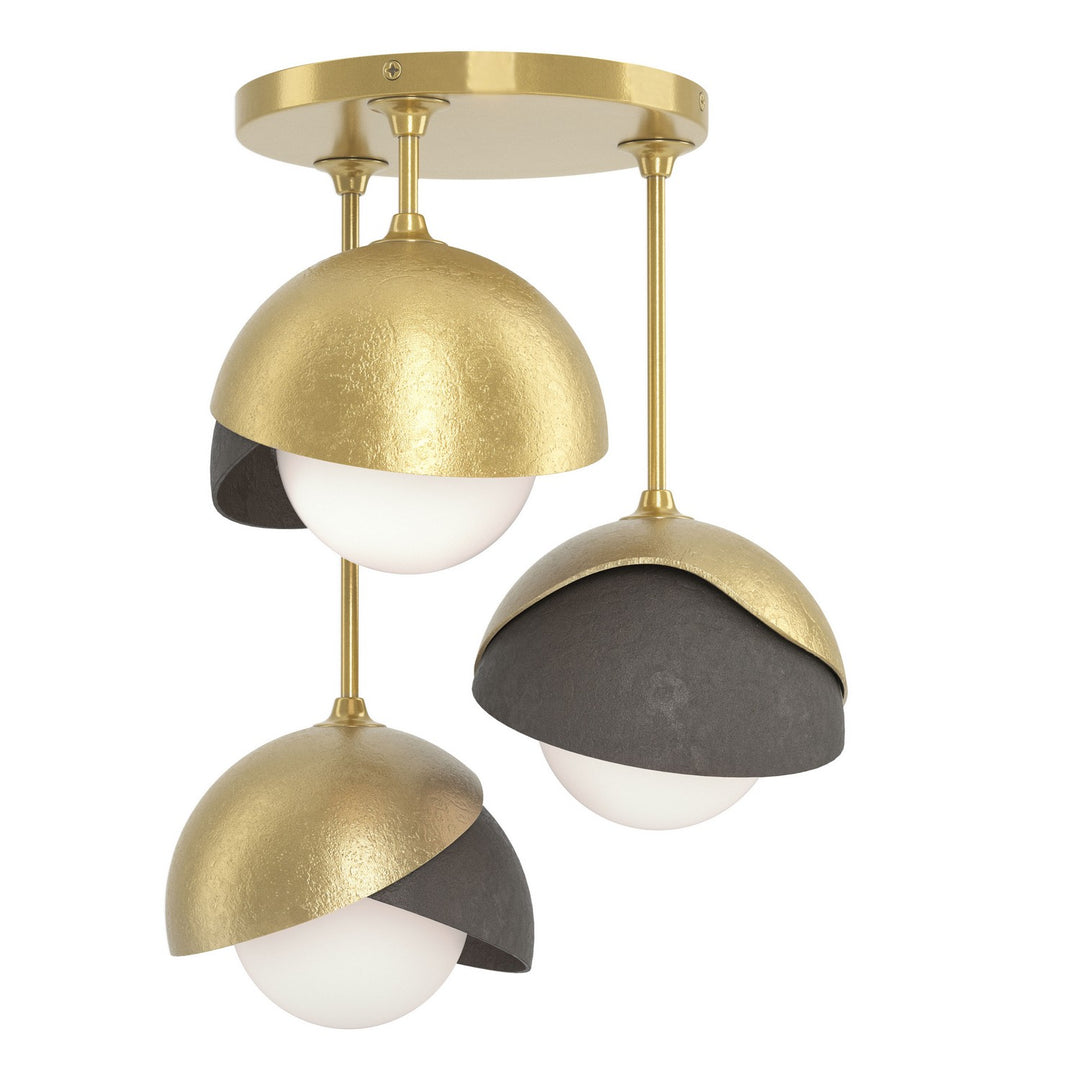 Brooklyn Three Light Semi-Flush Mount in Modern Brass - available from The Lighting Shoppe, trusted by Canadian homeowners