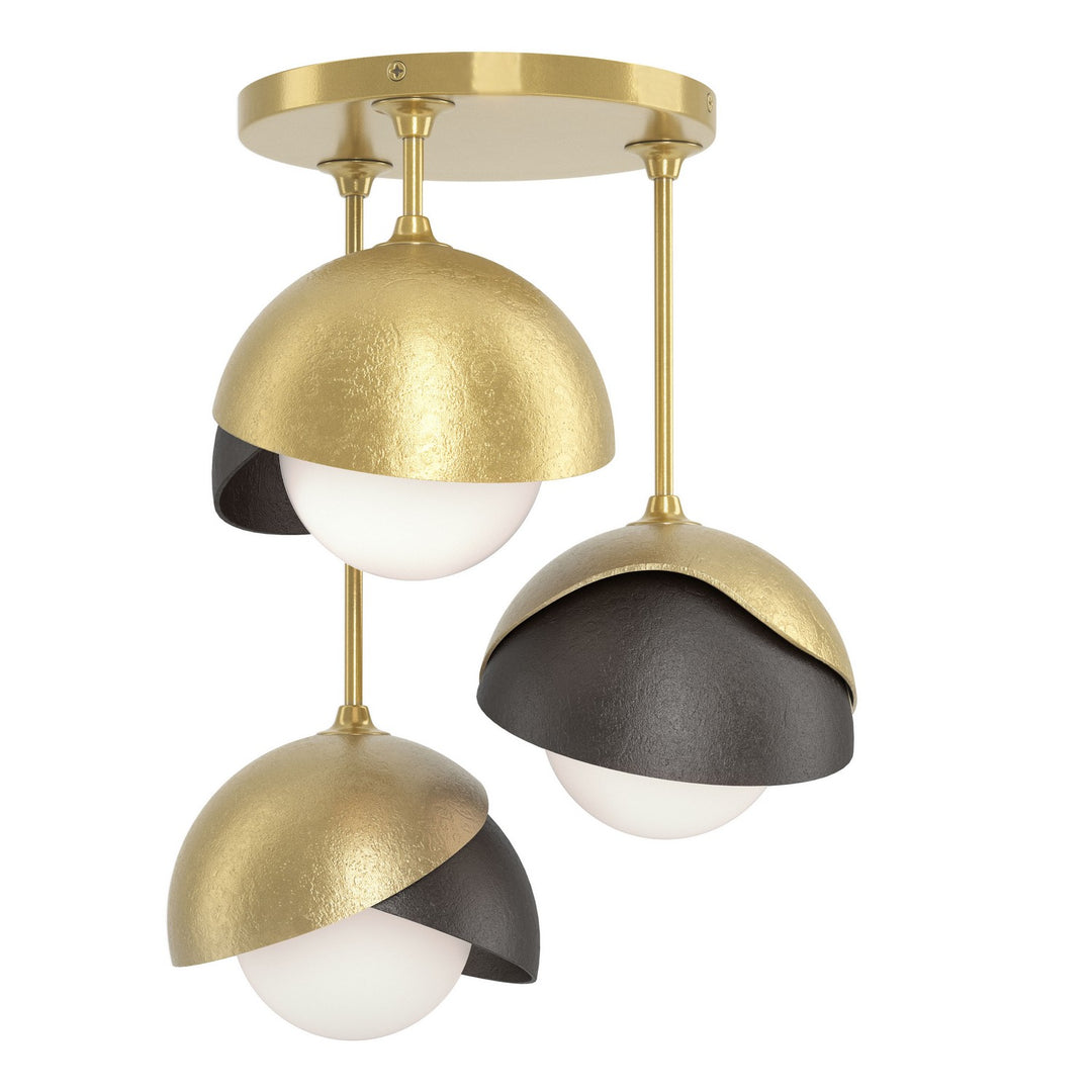Brooklyn Three Light Semi-Flush Mount in Modern Brass - available from The Lighting Shoppe, trusted by Canadian homeowners