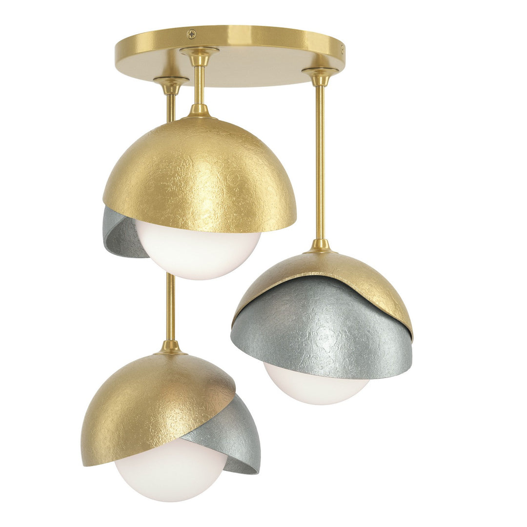 Brooklyn Three Light Semi-Flush Mount in Modern Brass - available from The Lighting Shoppe, trusted by Canadian homeowners