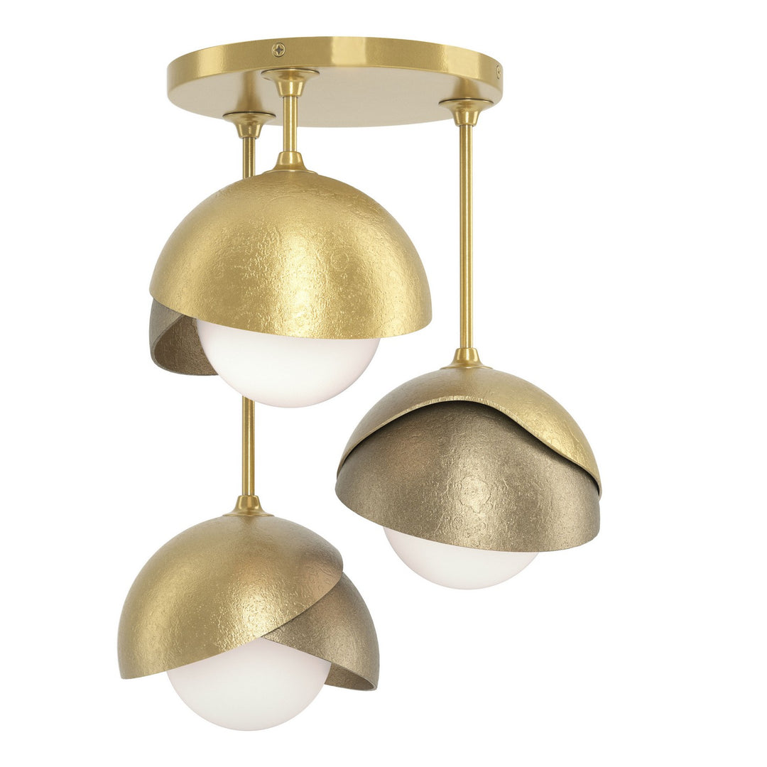 Brooklyn Three Light Semi-Flush Mount in Modern Brass - available from The Lighting Shoppe, trusted by Canadian homeowners