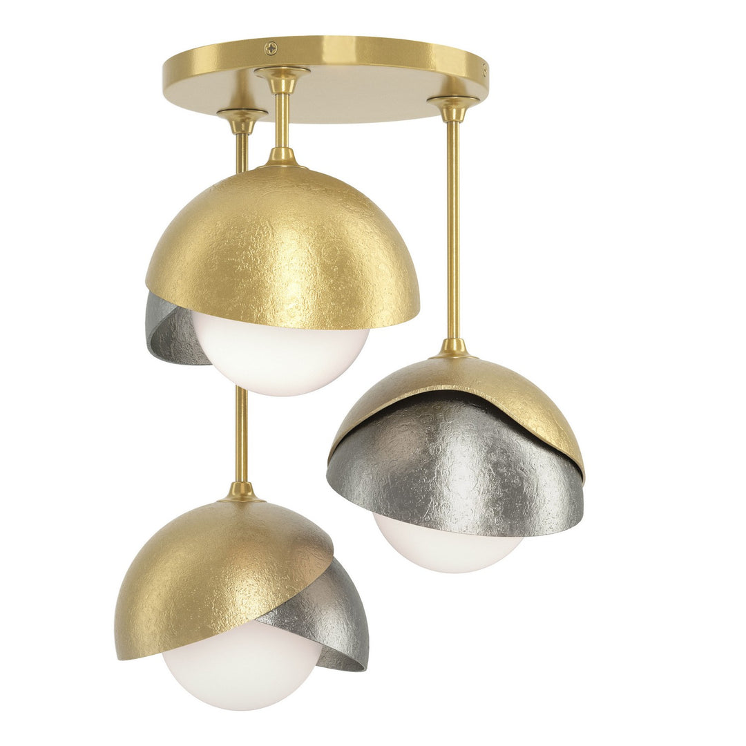 Brooklyn Three Light Semi-Flush Mount in Modern Brass - available from The Lighting Shoppe, trusted by Canadian homeowners