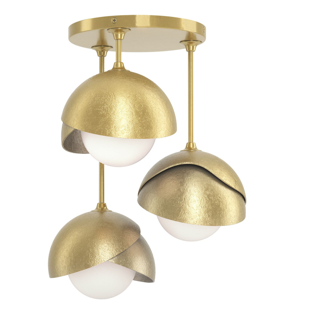 Brooklyn Three Light Semi-Flush Mount in Modern Brass - available from The Lighting Shoppe, trusted by Canadian homeowners