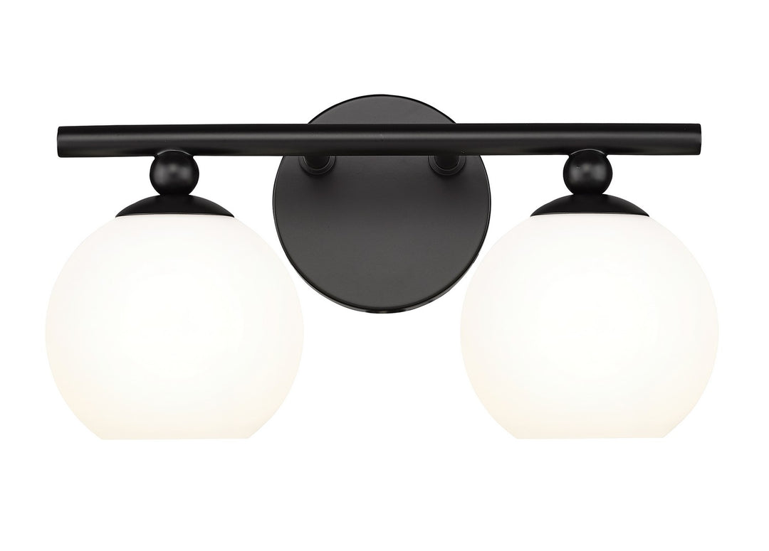 Neoma Two Light Vanity in Matte Black - available from The Lighting Shoppe, trusted by Canadian homeowners