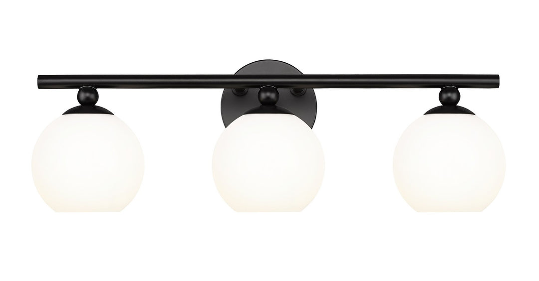 Neoma Three Light Vanity in Matte Black - available from The Lighting Shoppe, trusted by Canadian homeowners