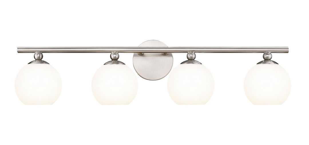 Neoma Four Light Vanity in Brushed Nickel - available from The Lighting Shoppe, trusted by Canadian homeowners