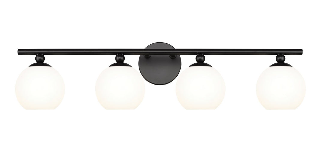 Neoma Four Light Vanity in Matte Black - available from The Lighting Shoppe, trusted by Canadian homeowners